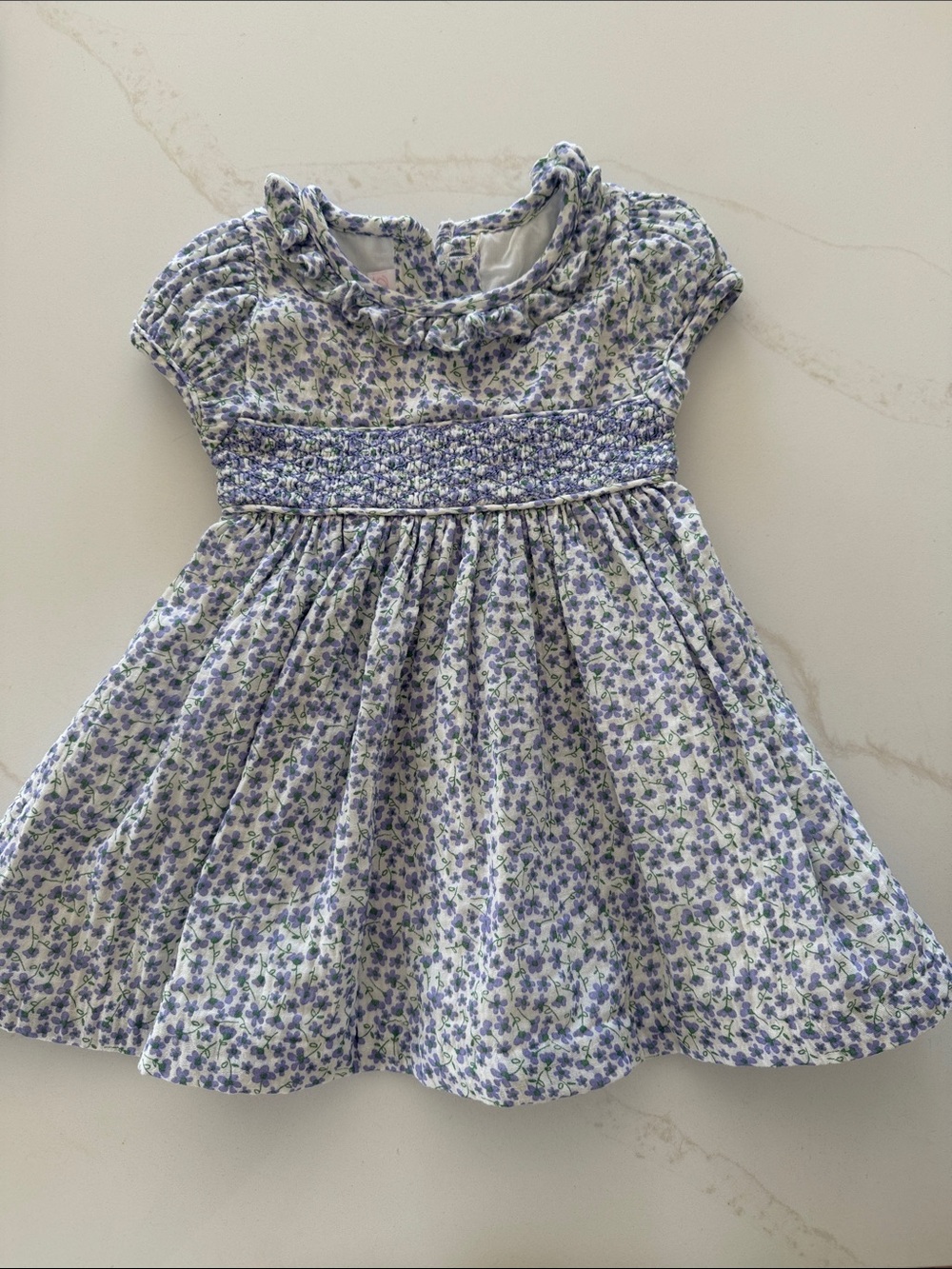Bonnie Baby Lavender Floral Smocked Dress - White